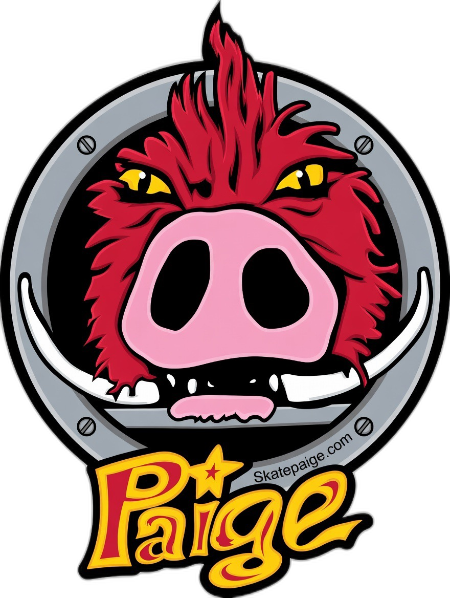 SkatePaige mascot pig illustration
